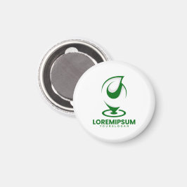 Groen abstract waterdruppel en wereldlogo magneet