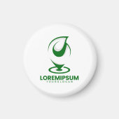 Groen abstract waterdruppel en wereldlogo magneet (Voorkant)