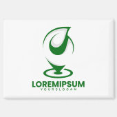 Groen abstract waterdruppel en wereldlogo magneet (Voorkant)