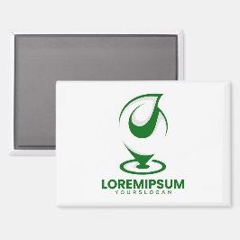 Groen abstract waterdruppel en wereldlogo magneet