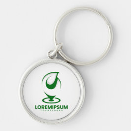 Groen abstract waterdruppel en wereldlogo sleutelhanger