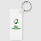 Groen abstract waterdruppel en wereldlogo sleutelhanger (Achterkant)