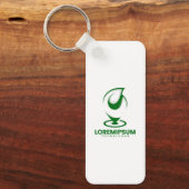 Groen abstract waterdruppel en wereldlogo sleutelhanger (Voorkant)