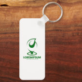 Groen abstract waterdruppel en wereldlogo sleutelhanger (Achterkant)
