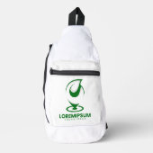 Groen abstract waterdruppel en wereldlogo sling bag (Voorkant)