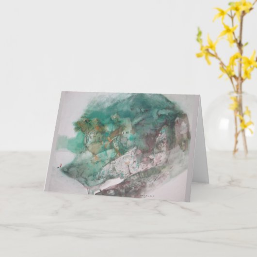 groen Abstract Wenskaart Kaart (Gele Bloem)