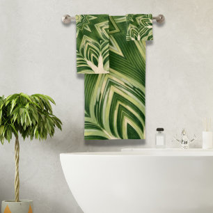 groen abstracte botanische tropische palmbladeren bad handdoek