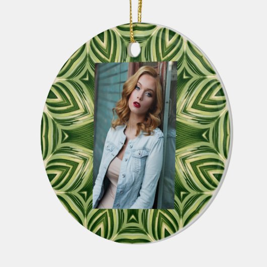 groen abstracte botanische tropische palmbladeren keramisch ornament (Links)