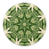 groen abstracte botanische tropische palmbladeren keramische knop (Voorkant)