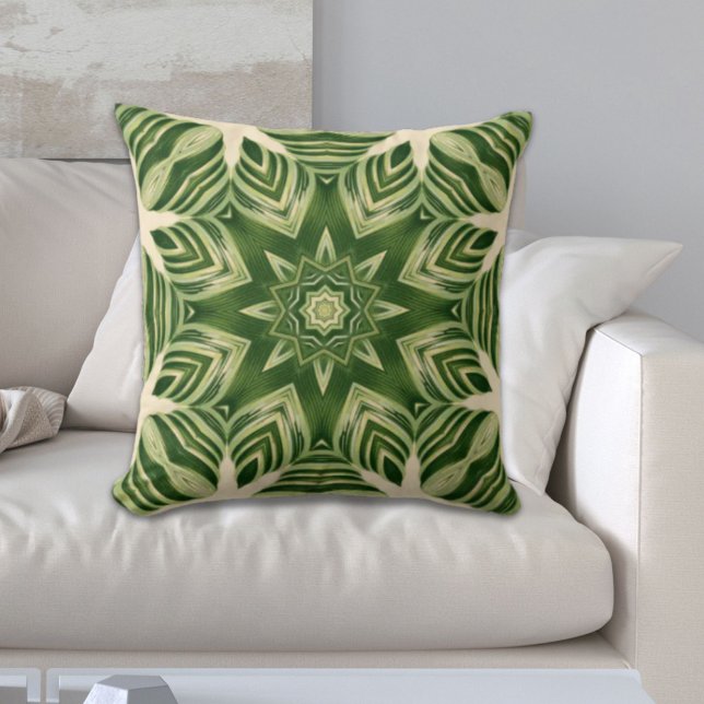 groen abstracte botanische tropische palmbladeren kussen (greenery abstract botanical tropical palm leaves throw pillow)
