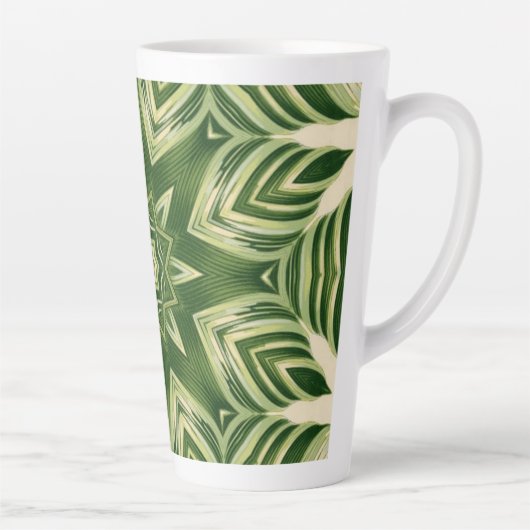 groen abstracte botanische tropische palmbladeren latte mok (Rechts)