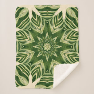 groen abstracte botanische tropische palmbladeren sherpa deken