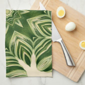 groen abstracte botanische tropische palmbladeren theedoek (Quarter Fold)