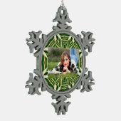 groen abstracte botanische tropische palmbladeren tin sneeuwvlok ornament (Links)