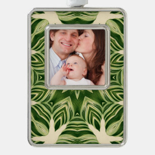 groen abstracte botanische tropische palmbladeren verzilverd omlijst ornament