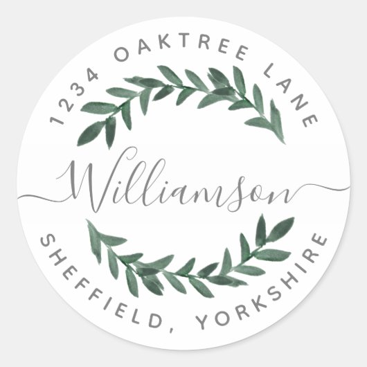 Groen adreslabel ronde sticker (Voorkant)