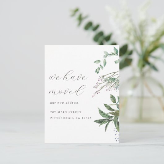 groen adreswijziging die we hebben verplaatst briefkaart (Staand voorkant)