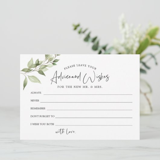 Groen Advies en wensen voor mevrouw en mevrouw Kaa Bedankkaart (Staand voorkant)