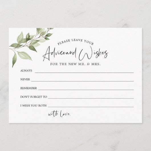 Groen Advies en wensen voor mevrouw en mevrouw Kaa Bedankkaart (Voorkant)