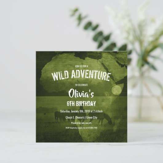 Groen Afrika & Zebra's Safari Verjaardagsfeest Kaart