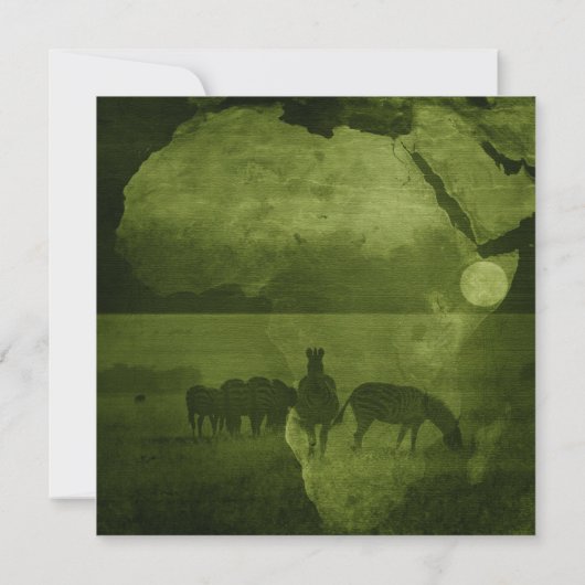 Groen Afrika & Zebra's Safari Verjaardagsfeest Kaart (Achterkant)