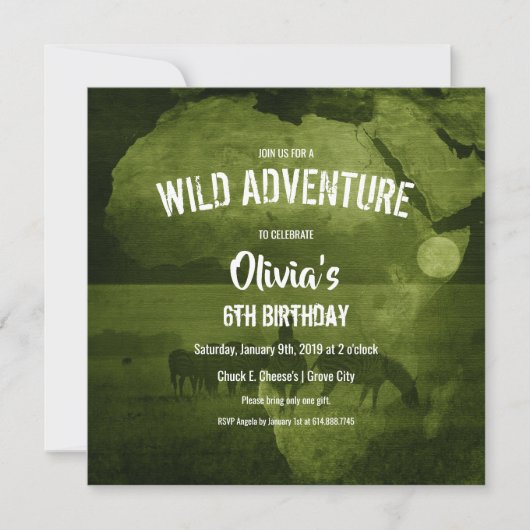 Groen Afrika & Zebra's Safari Verjaardagsfeest Kaart (Voorkant)