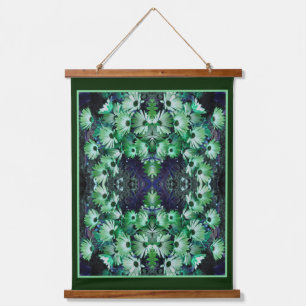 Groen Afrikaans Daisy Flowers Abstract Hangend Wandkleed