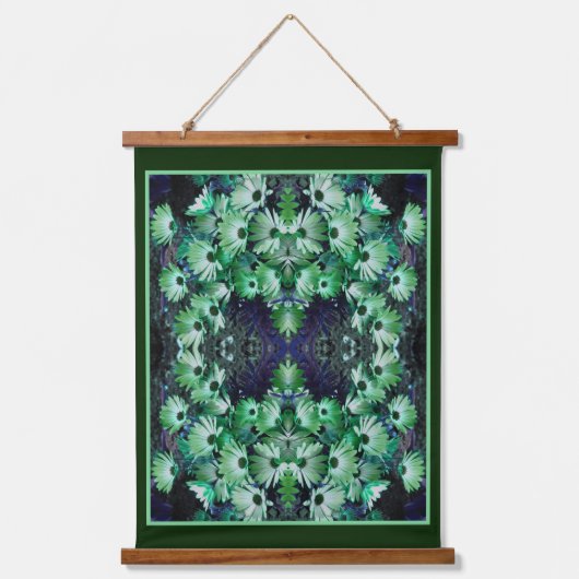 Groen Afrikaans Daisy Flowers Abstract Hangend Wandkleed (Voorkant)