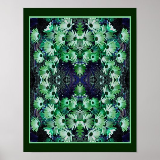 Groen Afrikaans Daisy Flowers Abstract Poster (Voorkant)