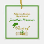 Groen Afstudeerder Pet en diplomatiek Ornament (Voorkant)