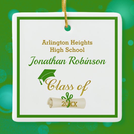 Groen Afstudeerder Pet en diplomatiek Ornament