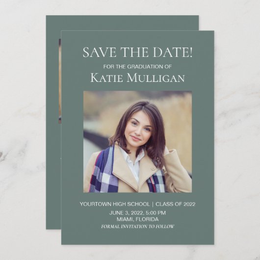 Groen Afstuderen 2 Foto Save Date Class 2022 (Voorkant / Achterkant)