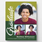 Groen Afstuderen 3 Foto Bold Arch Script Modern Fotoplaat (Voorkant)