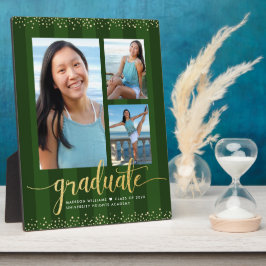 Groen Afstuderen 3 Foto Goud Glitter Script Chic Fotoplaat