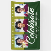 Groen Afstuderen 3 Foto vetgedrukte Script Modern  Spandoek (Verticaal)