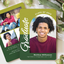Groen Afstuderen 4 Foto Bold Arch Script Modern Aankondiging