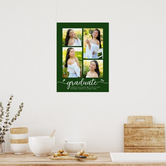 Groen Afstuderen 4 Fotoscript Hart Modern Girly Poster (Keuken)