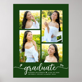 Groen Afstuderen 4 Fotoscript Hart Modern Girly Poster