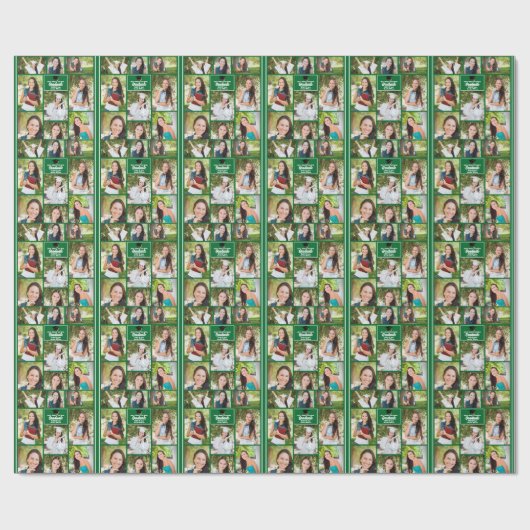 Groen Afstuderen 9 Foto Collage Modern Afstuderen Cadeaupapier (Vlak)