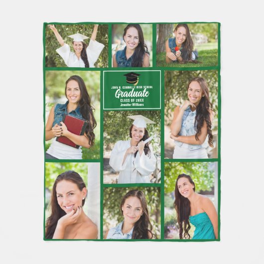 Groen Afstuderen Aangepast Afstuderen voor fotocol Fleece Deken (Voorkant)