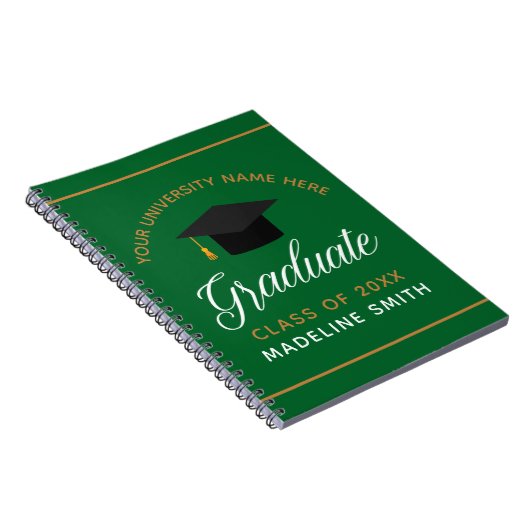 Groen Afstuderen Aangepaste Afstuderen Keepsake Notitieboek (Rechterzijde)