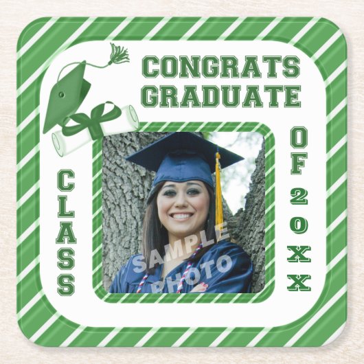 Groen Afstuderen Afstuderen Onderzetters van schoo (Voorkant)