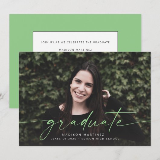 Groen Afstuderen de Aankondiging van het Afstudere (Voorkant / Achterkant)