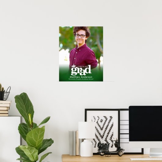 Groen Afstuderen Foto Bold Typography Minimalist Poster (Thuiskantoor)