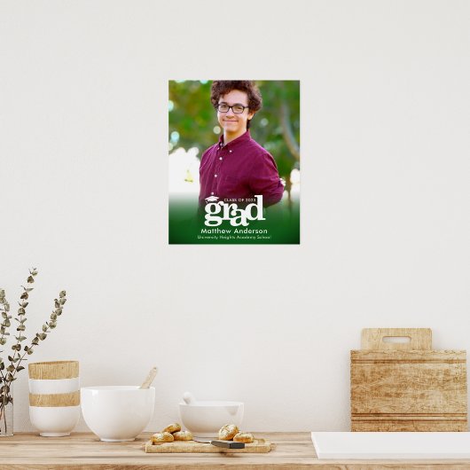 Groen Afstuderen Foto Bold Typography Minimalist Poster (Keuken)
