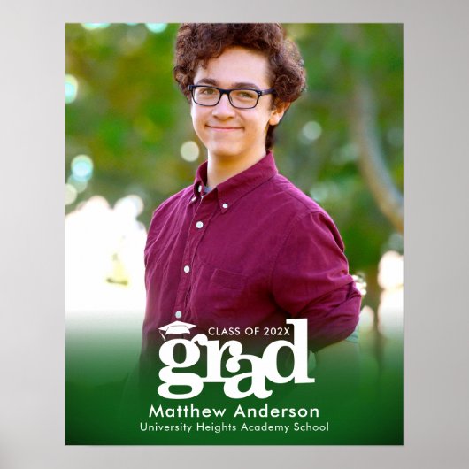 Groen Afstuderen Foto Bold Typography Minimalist Poster (Voorkant)