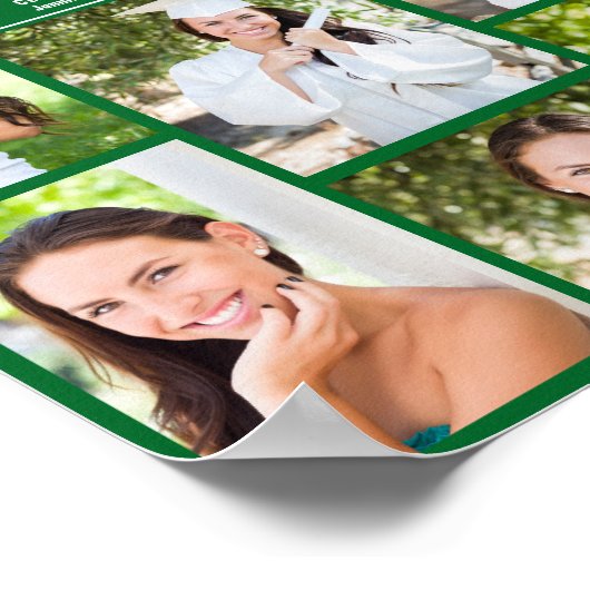Groen Afstuderen foto collage afstudeerfeest Poster (Hoek)