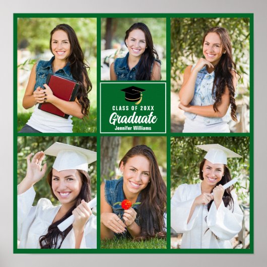 Groen Afstuderen foto Collage Afstuderen Square Poster (Voorkant)