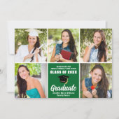 Groen Afstuderen Foto Collage Modern Afstuderen Aankondiging (Voorkant)