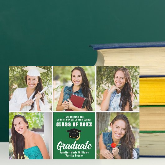 Groen Afstuderen Foto Collage Modern Afstuderen Aankondiging